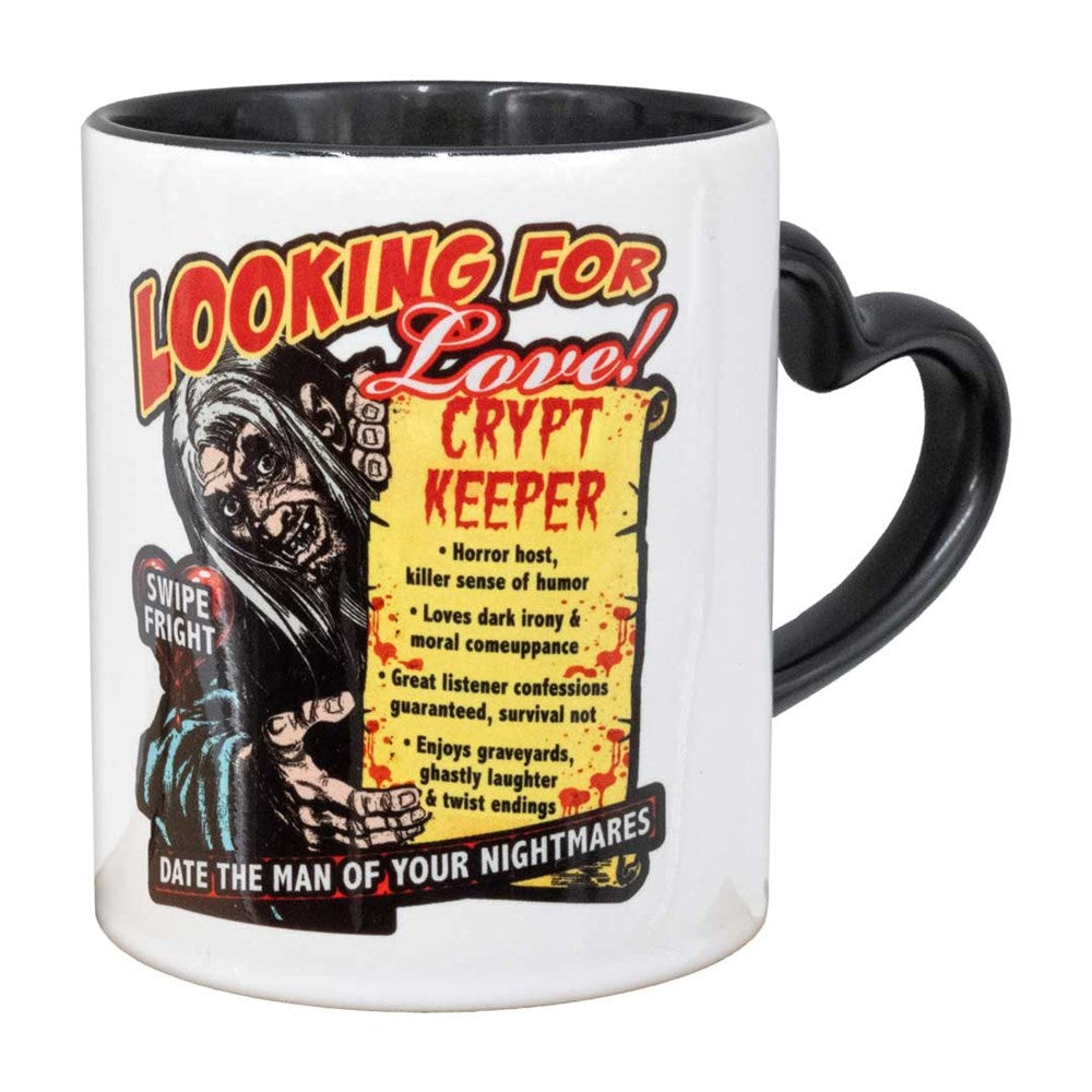 Tales From The Crypt Keeper Looking For Love  Black Heart Handle Mug