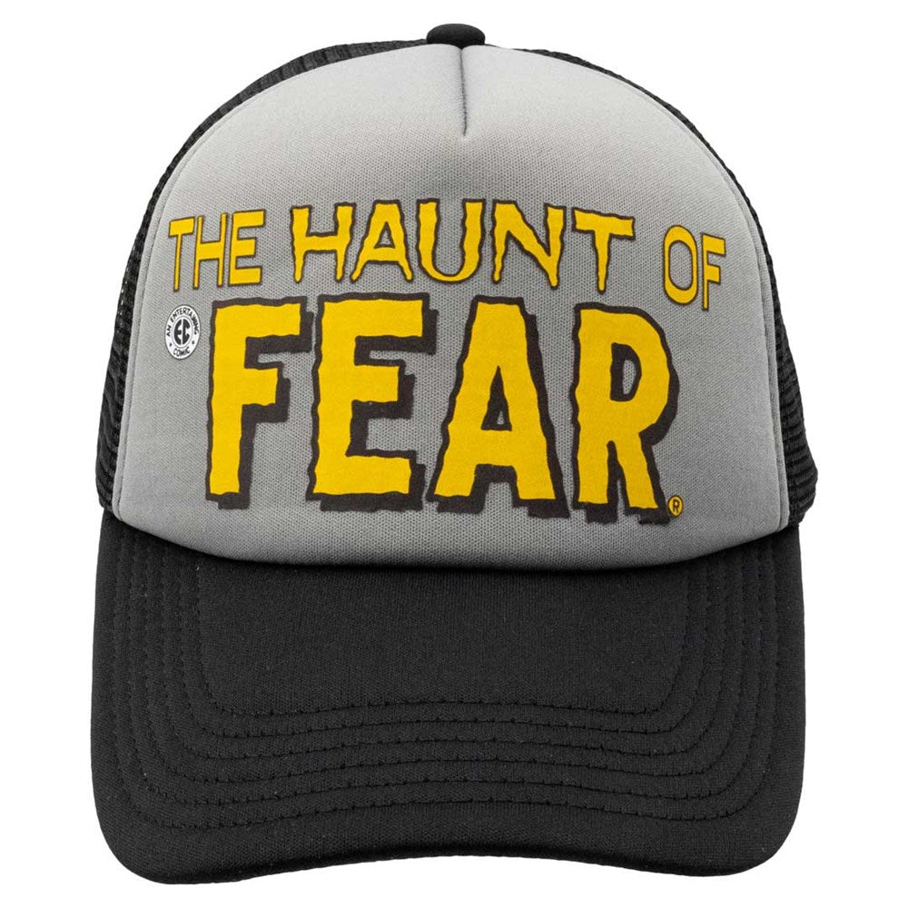 Haunt Of Fear Yellow Logo Grey Blk Trucker Hat