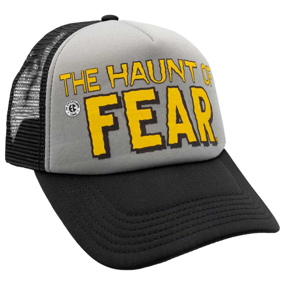 Haunt Of Fear Yellow Logo Grey Blk Trucker Hat
