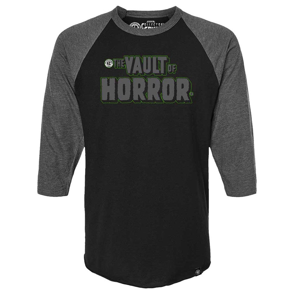 Vault Of Horror Grey Logo 3/4 Sleeve Raglan Shirt