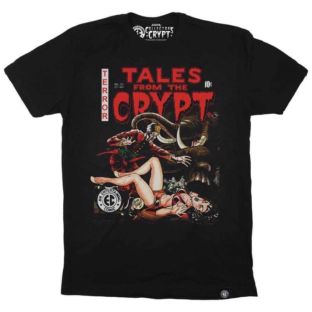 Tales From The Crypt Circus Elephant  Black T-Shirt