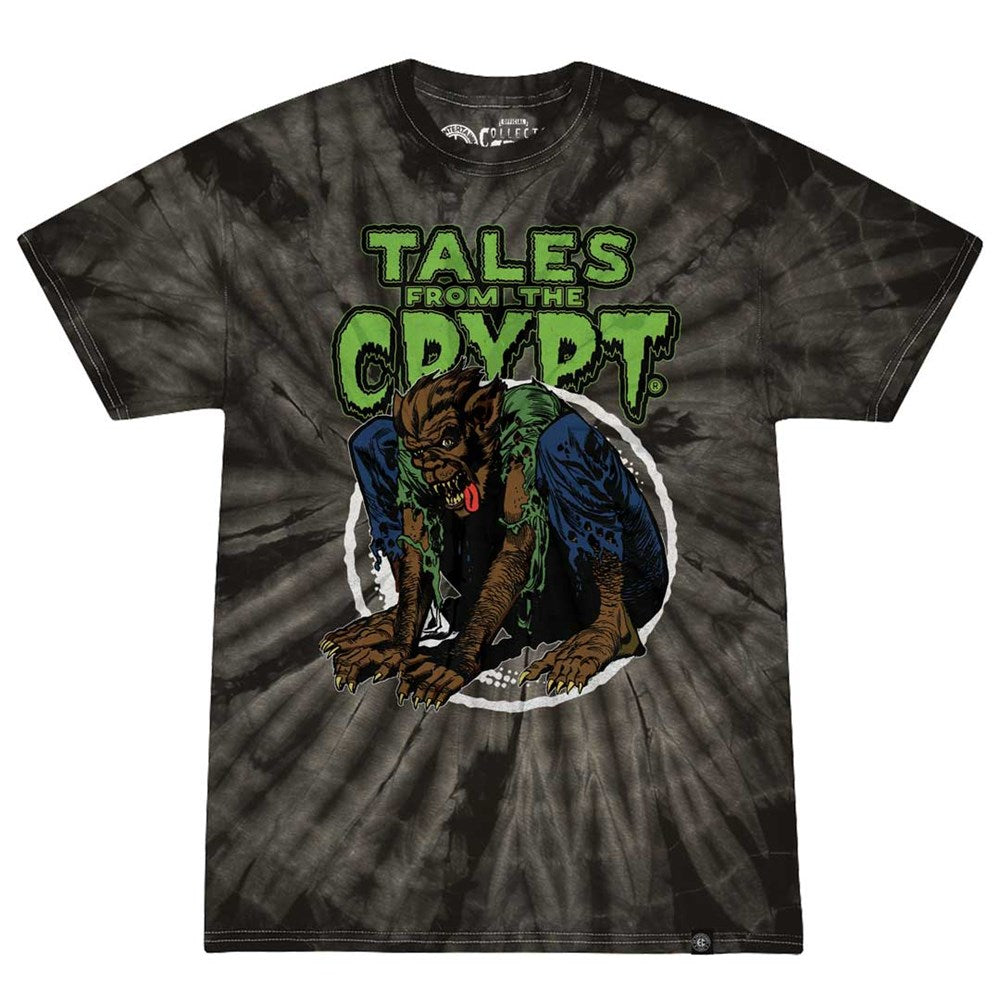 Tales From The Crypt Werewolf Circle Tie Dye Black Tshirt